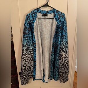 Blue and Silver Sequined Long-Sleeve Top